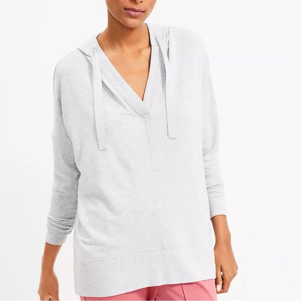 Loft Women's Gray Hoodie Cotton Pullover Size Medium